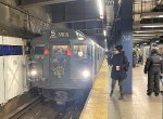 2nd Ave bound NYCTA Holiday Train paused at Broadway-Lafayette Station 